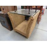 (87) Rattan lamp table with glazed surface