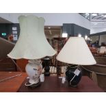 (41) 2 floral patterned table lamps