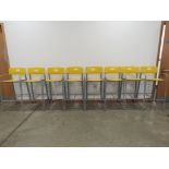 Set of 8 1960/70's powder coated bar stools with yellow seats and backs