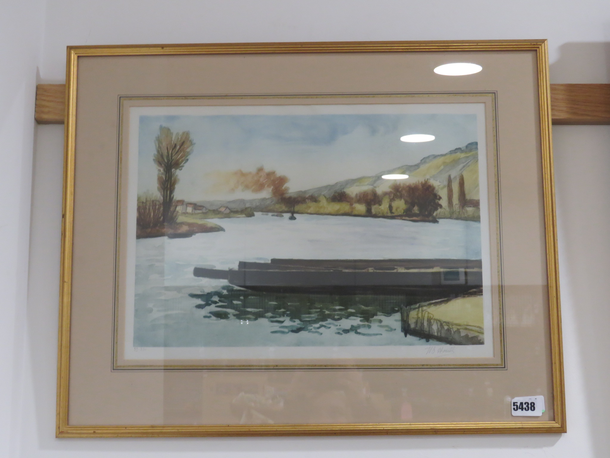 5381 J.B. Houel (20th Century), A steam boat travelling down a river, signed and numbered 59/350,