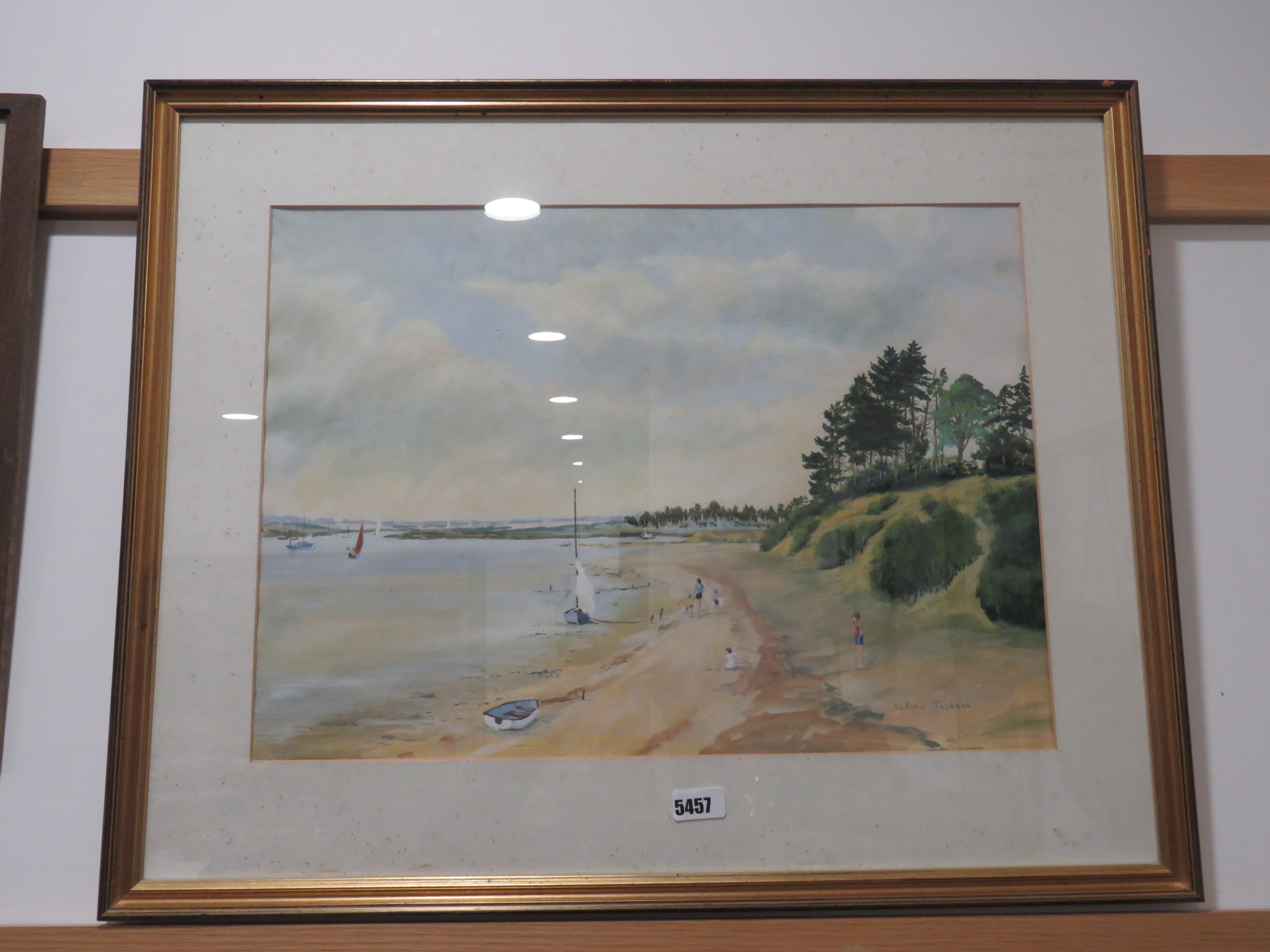 Watercolour of figures on beach