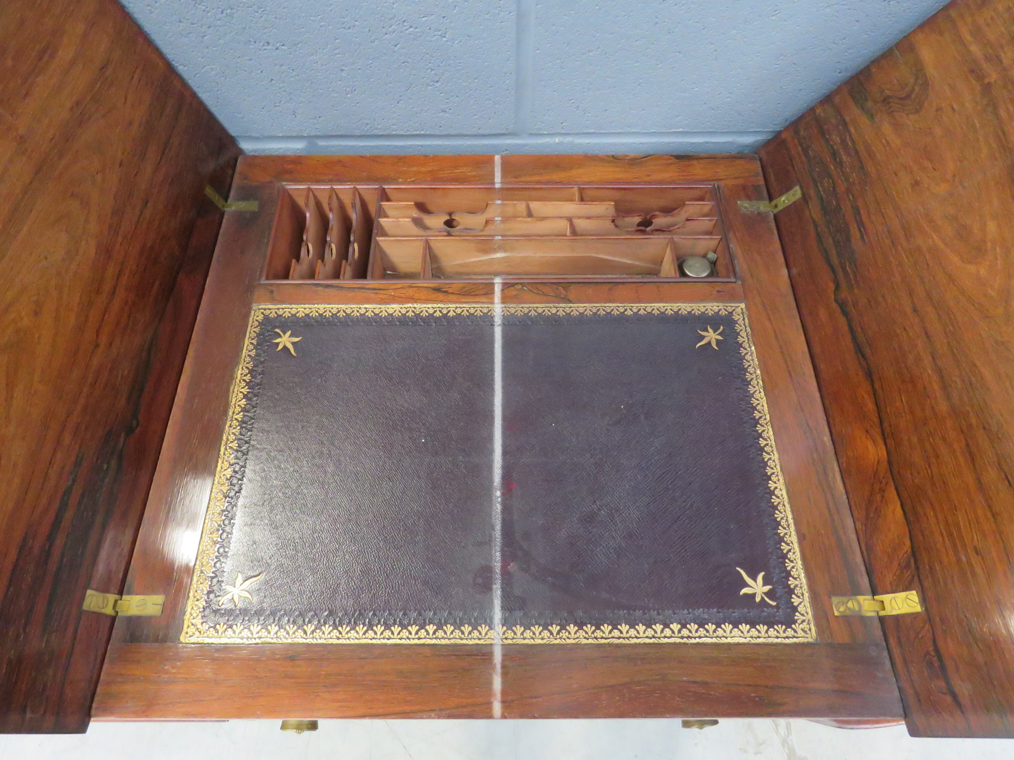 Edwardian rosewood and marquetry writing table with a folding top - Image 2 of 2