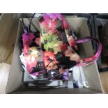 Box containing Ted Baker bags, steak knives, placemats, napkin rings and coasters