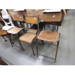 3 1950's children's school chairs plus circular reproduction table on ball and claw supports