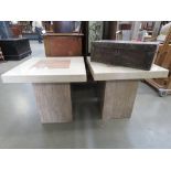 Pair of faux marble occasional tables