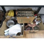 5 boxes containing glassware, wallpaper, lampshade, loose cutlery and kitchenware