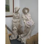 2 plaster figures of elegant ladies