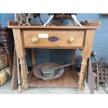 Pine single drawer washstand with second tier