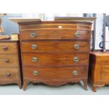 19th century mahogany and cross banded bow fronted chest of drawers