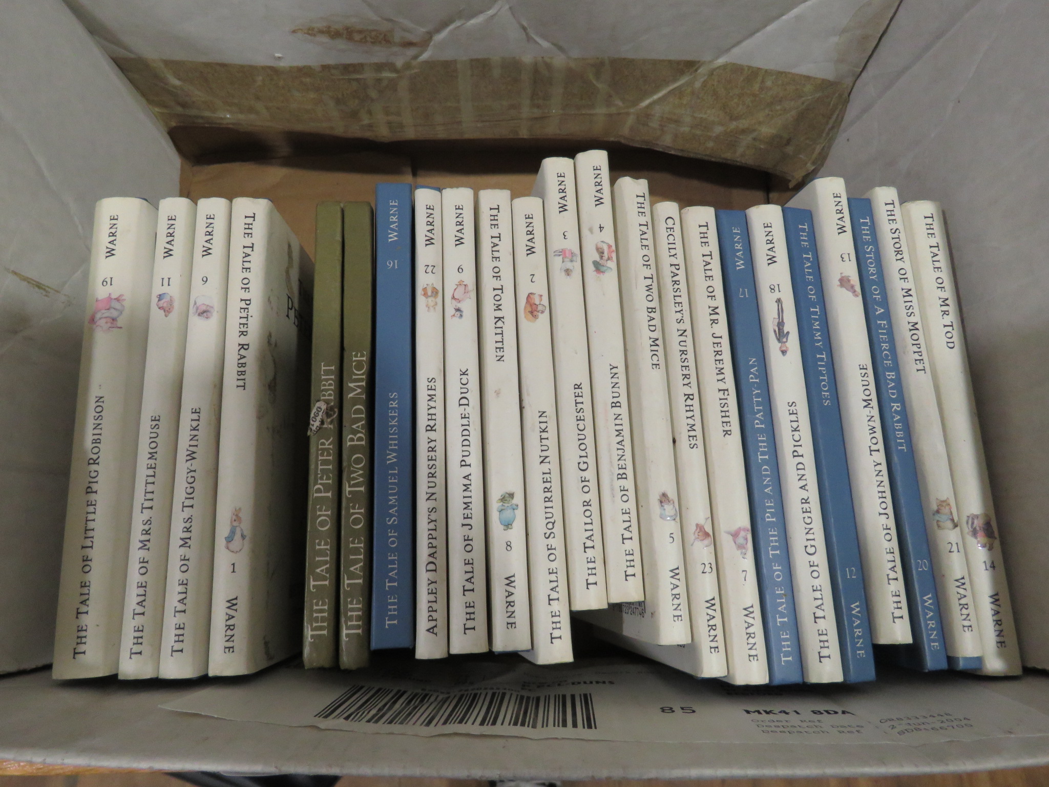 Box containing a quantity of Beatrix Potter books