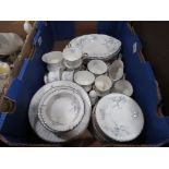 Box containing a quantity of Paragon brides choice patterned crockery