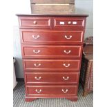 Reproduction mahogany chest of two over five drawers