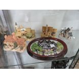 Quantity of Lilliput Lane style cottages and a wall plaque