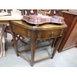 Oak console table with single drawer