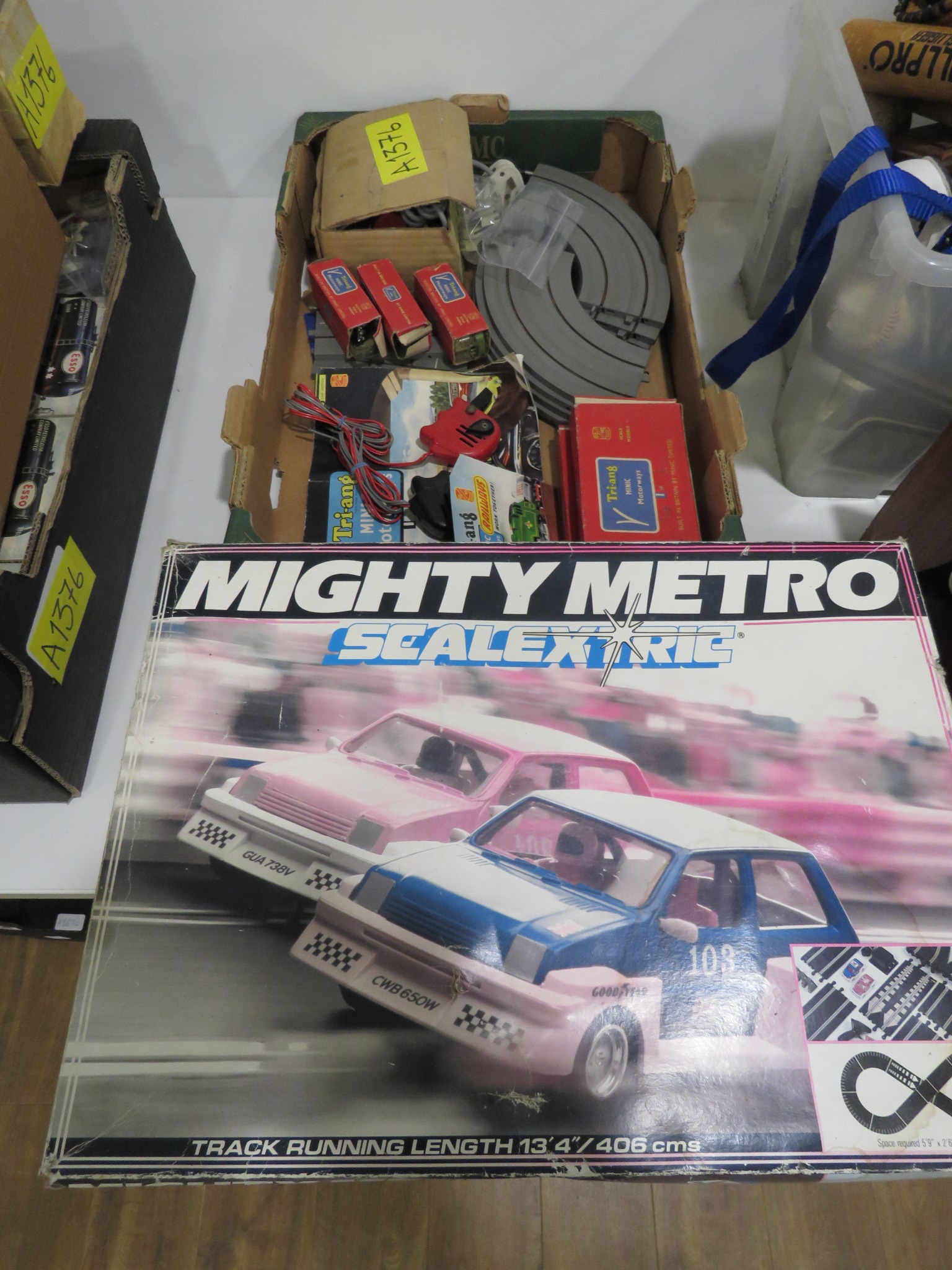 Mighty Metro Scalextric set and a group of Tri-ang Minic motorway collectibles