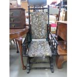 Ebonised aesthetic movement style rocking chair