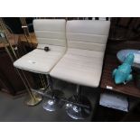 5118 Pair of cream leather effect and chrome swivel bar stools