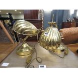 Pair of grass finished shell shaped table lamps