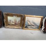 Two maritime oleographs and a not tying presentation case