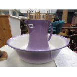 Purple glazed washstand jug and bowl set