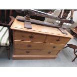 Waxed pine chest of 2 over 2 drawers