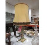 Onyx table lamp with yellow fabric shade