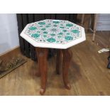 Side table with inlaid marble surface