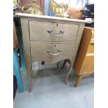 Silver painted 2 drawer bedside cabinet