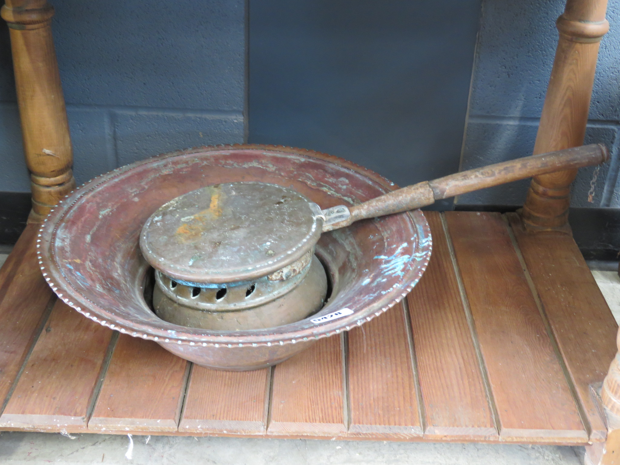 Copper bowl plus a warming pan