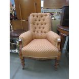 Early 20th Century oak and upholstered armchair