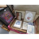 Box of assorted artwork