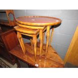 Oval nest of three beech tables