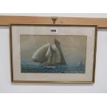 Watercolour of sailing boats at sea