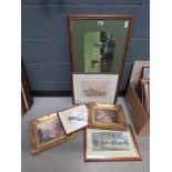 Pair of oleographs together with cricketing prints and two engravings