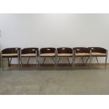 Set of 6 contemporary bent wood and aluminium bistro chairs