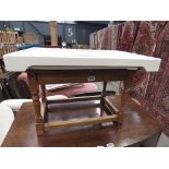 Painted bed tray plus oak stool with stretchers