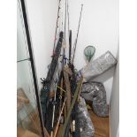 Large quantity of fishing rods