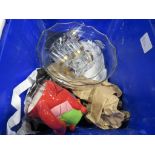 Box containing glass bowl, sherry glasses, Wedgwood and coffee cup