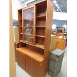 Danish teak Hundevad bookcase with glazed sliding doors