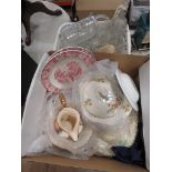 Box containing glass jars and general poetry and china