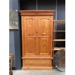 5244 Pine double wardrobe with drawer under
