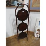 Mahogany three tier folding cake stand