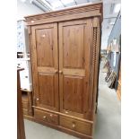 Pine double wardrobe with 2 drawers under
