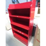 Red painted waterfall fronted bookcase