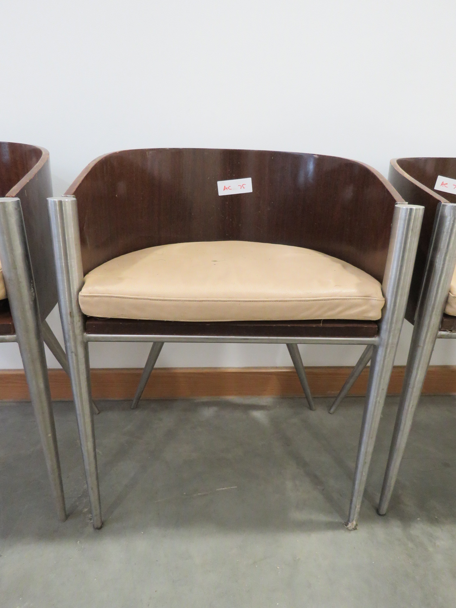 Set of 6 contemporary bent wood and aluminium bistro chairs - Image 2 of 2