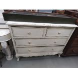 Cream painted chest of 2 over 2 drawers