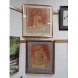 Two pastel drawings of nude studies
