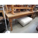 Large pine kitchen table with single drawer