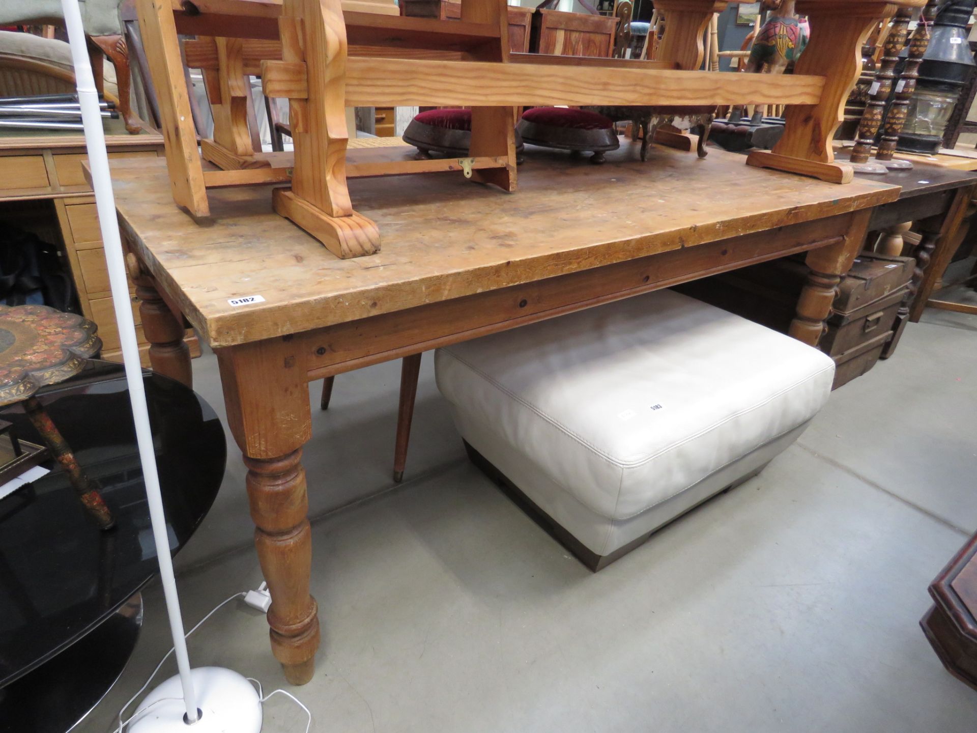 Large pine kitchen table with single drawer