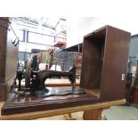 Cased vintage sewing machine